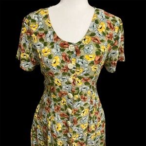 Stunning Silk Vintage Floral Dress